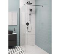 kielle Meara - Mampara de ducha Walk-In 90x200 cm, negro mate/cristal transparente 20726WI0904