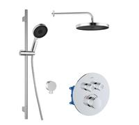 kielle Oudee - Conjunto de ducha con grifo empotrado termostático, para 2 aparatos, con accesorios EcoSpare y cuerpo, cromo 20602SPT10