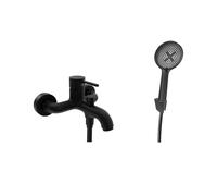 kielle Oudee - Mezclador de bañera con accesorios EcoSpare, negro mate 10302SN24