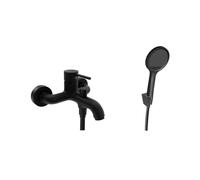kielle Oudee - Mezclador de bañera con accesorios EcoSpare, negro mate 10302SN44