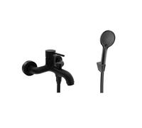 kielle Oudee - Mezclador de bañera con accesorios EcoSpare, negro mate 10302SN54