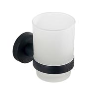kielle Oudee - Vaso para cepillos de dientes y pasta con soporte, cristal/negro mate 40002024