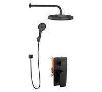 kielle Vega - Conjunto de ducha con mezclador empotrado, para 2 aparatos, con accesorios EcoSpare y cuerpo, negro mate 20618SP44