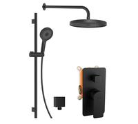 kielle Vega - Conjunto de ducha con mezclador empotrado, para 2 aparatos, con accesorios EcoSpare y cuerpo, negro mate 20618SP24