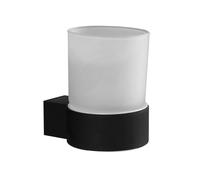 kielle Vega - Vaso para cepillos de dientes y pasta con soporte, cristal/negro mate 40018024