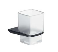 kielle Vega - Vaso para cepillos de dientes y pasta con soportes, cristal/negro mate 40018004