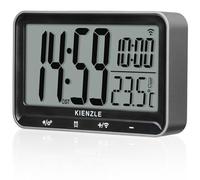 Kienzle Despertador Digital Horizontal radiocontrolado con números Grandes | Temperatura interior, dos alarmas para semana y fin de semana, repetición, cuatro botones táctiles, retroiluminación