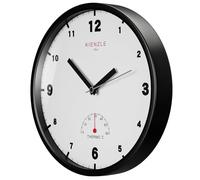 Kienzle Reloj de Pared radiocontrolado DCF Exterior, Ø 30 cm, Reloj de jardín con termómetro, silencioso, Resistente a Salpicaduras, Marco de Acero