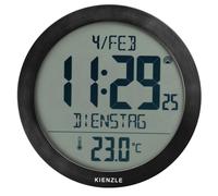 Kienzle Reloj de pared digital con control por radio DCF y temperatura, negro