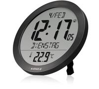 Kienzle Reloj de pared/sobremesa radiocontrolado 18,7 cm Temperatura hora DCF Fecha 2 alarmas Negro