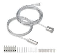 Kigniote 6 unidades de cuerda para colgar, juego de instalación de 1,5 mm × 2 m, ajustable, para colgar lámparas, tensor de cuerda de alambre, soporte de metal para techo, lámpara colgante LED