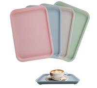 KiKiHong Bandeja Rectangular Pequeña de Plastico Reutilizable para Cocina, Restaurante, Cafetería, Hotel 24,5 x 17,5 cm (4 Colores)