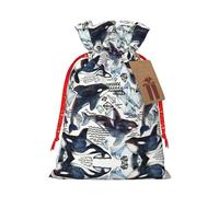Killer Whale - Bolsa de regalo de Navidad con cordón para fiestas, perfecta para regalos de Navidad y equipaje de mano