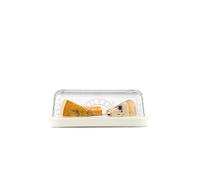 Kilner Recipiente para queso, base cerámica, tapa de vidrio, sello silicona, 23,5x15,5 cm blanco
