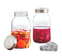 KILNER Set de fermentación con 2 tarros de vidrio de 1 l / acero inoxidable transparente