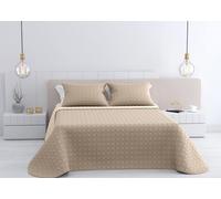 Kimbatex Colcha Bouti Termosellada Emboss, 2 Diseños Coimbra y Aveiro, 100% Poliéster, Disponible en Blanco, Gris y Beige, Varios Tamaños (Coimbra Beige, Cama 90cm 180x260cm + 1 Cojin)