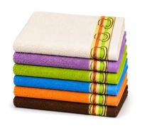 Kimbatex Textil Hogar Tienda Juego de 12 Paños de Cocina Multicolor, 50 x 50 cm, 100% Algodón Rizo Americano 500g/m², Diseño de Frutas Fabricado en Portugal. (Tazas)