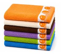 Kimbatex Textil Hogar Tienda Juego de 12 Paños de Cocina Multicolor, 50 x 50 cm, 100% Algodón Rizo Americano 500g/m², Diseño de Frutas Fabricado en Portugal. (Naranjas)