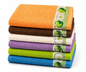 Kimbatex Textil Hogar Tienda Juego de 12 Paños de Cocina Multicolor, 50 x 50 cm, 100% Algodón Rizo Americano 500g/m², Diseño de Frutas Fabricado en Portugal. (Manzanas)