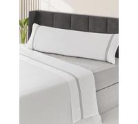 Kimbatex Textil Hogar Tienda Juego de Sábanas 100% Algodón Peinado, 200 Hilos, Percal, Diseño con Líneas, Disponible en Taupe, Gris, Salmón y Celeste (Gris, Cama 180cm)