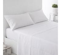 Kimbatex Textil Hogar Tienda Juego de Sábanas Blancas Hostelería, 50% Algodón 50% Poliéster, 144 Hilos, Bajera Ajustable 30 cm, 3 Piezas (Cama 90cm)