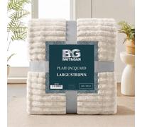 Kimbatex Textil Hogar Tienda Manta Plaid Canalé con Sherpa - 100% Poliéster, Ultra Suave y Cálida - para Sofá o Cama - Disponible en 125x155, 160x220 y 220x240 cm - 7 Colores. (Crudo, 125x155cm)
