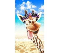 Kimbatex Textil Hogar Tienda Toalla de Playa de 100% Microfibra 90x170cm - Secado Rápido, Ligera y Compacta - 20 Diseños Exclusivos (Jirafa)