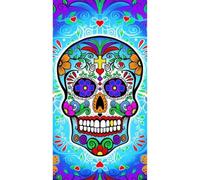 Kimbatex Textil Hogar Tienda Toalla de Playa de 100% Microfibra 90x170cm - Secado Rápido, Ligera y Compacta - 20 Diseños Exclusivos (Calavera)