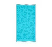 Kimbatex Textil Hogar Tienda Toalla de Playa Grande 86x165 cm 100% Algodón Egipcio - Suave, Absorbente y Resistente - Ideal Playa, Piscina y Vacaciones - Diseño Moderno Verano (Calaveras Azul)
