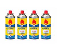 Kimbatex Textil Hogar Tienda Urban Cartucho de Gas B-250, ISO Butano/N-Butano, 227 g, 393 ml, con Válvula, para Hornillos Portátiles y Camping (4 Unidades)