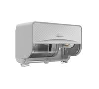 Kimberly-Clark Professional Icon™ - Dispensador de Papel higiénico con 2 Rollos horizontales (53698), con Placa Frontal de diseño de Mosaico Plateado; 1 dispensador y Placa Frontal por Caja