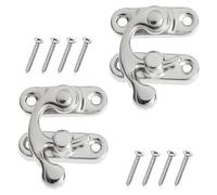 KIMHOME 2Pcs Right Latch Hook - Cierre de aleación de níquel blanco para caja de madera decorativa, joyero, cofre de vino, aldaba de gabinete de estilo antiguo