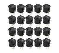 KIMISS 20 Piezas de Control Industrial, Interruptor de Alimentación Basculante Redondo KCD11 de 2 Pines y 2 Posiciones, Adecuado para Luz de Carro, Interruptor de Abrazadera de