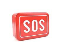 KIMISS Caja de Almacenamiento de Hierro Duradera para Herramientas Al Aire Caja Vacía Rectangular Pequeña con Patrón SOS, Ideal para Suministros de Campamento y Kit de Emergencia