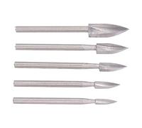 KIMISS Cuchillo de Talla de Madera de Acero Rápido, Juego de 5 Piezas | Fresas de 3 flautas, grabado de precisión, resistentes a la corrosión, ideales para maderas blandas