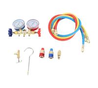 KIMISS Juego de Manómetros de Aire Acondicionado R410A R22 R134A - Manómetro de Diagnóstico de CA de 3 Vías con Mangueras para Carga y Recuperación de Refrigerante