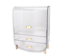 KIMISS Organizador de Belleza para Home & Dorm - Caja de Almacenamiento de 3 Capas para Maquillaje, Lápices Labiales y Máscaras Faciales - Cajones Impermeables con Tapa Antidustado para (Transparente)