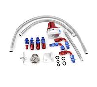 KIMISS Regulador de presión de combustible universal ajustable, para coches, con manómetro 100 PSI (rojo+plateado), kit de instalación fácil y precisa