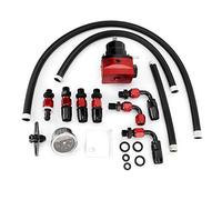 KIMISS Regulador de presión de combustible universal ajustable, para coches, para manómetro de 100 PSI, kit completo (negro + rojo)