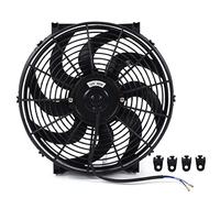 KIMISS Ventilador de Radiador Eléctrico de 14 Pulgadas, Ventilador de Refrigeración de Radiador Eléctrico Universal, Kit de Montaje, Ventilador Delgado de 12V Y 90W, Ventilador de Radiador de Empuje