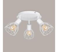 Kimjo Lámpara de Techo con 3 Focos Led E14, Plafón con Focos Ajustable, Interior Focos de Techo, Apliques Techo Blanco, Lampara Focos Led Techo para Dormitorio Cocina, Max. 40W Sin Bombilla