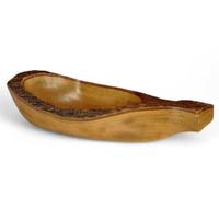 Kinaree Cuenco decorativo de madera de mango, con corteza, 38 x 15 x 8 cm | De una rama ahuecada, interior liso pulido, exterior de corteza natural, Tailandia