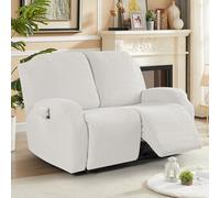 KinCam Funda Sillon Relax reclinable, Funda para Sillón Relax de Jacquard, Funda Sillon orejero Funda Elástica con Bolsillo para Perros y Mascotas, Suave y Lavable Funda Sofa 2 plazas Crema