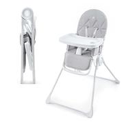 Kinderkraft BINCI, Trona Bebé, Ligera y plegable, con Bandeja, reposapiés y Arnés de 5 puntos, Ideal para Espacios reducidos y Viajes, Gris Claro
