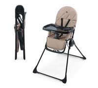 Kinderkraft BINCI, Trona Bebé, Ligera y plegable, con Bandeja, reposapiés y Arnés de 5 puntos, Ideal para Espacios reducidos y Viajes, Beige