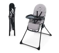 Kinderkraft BINCI, Trona Bebé, Ligera y plegable, con Bandeja, reposapiés y Arnés de 5 puntos, Ideal para Espacios reducidos y Viajes, Gris