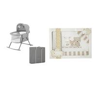 Kinderkraft Cuna Bebé Lovi, Moisés, Bolsa de Transporte, Juegos, Viaje, Gris & INTERBABY - Juego de sábanas para minicuna Love, Beige