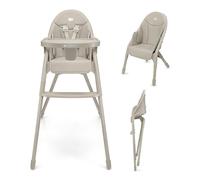 Kinderkraft DINNLY Trona bebé, Silla Infantil, Trona portatil, Tronas de bebé baratas, Bandeja Ajustable, Fácil de limpiar, para niños, 20kg, Beige