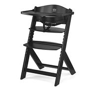 Kinderkraft ENOCK Trona bebé de Madera, portatil, para niños, Silla alta Infantil, Evolutiva, Ergonómica, Con accesorios, Barrera y Bandeja, Negro
