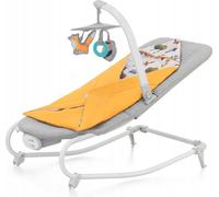 Kinderkraft FELIO 2: Silla mecedora para bebés 2 en 1 – Incluye función de balanceo, vibraciones y música – Con barra de juguetes y accesorios – Funda lavable – Color amarillo